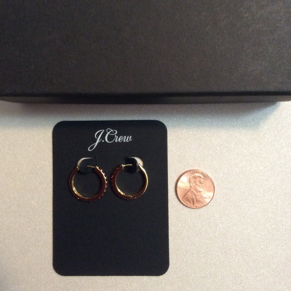 JCREW Small Pave’ Huggie Hoop Earrings NWT OS Pink - Picture 5 of 8